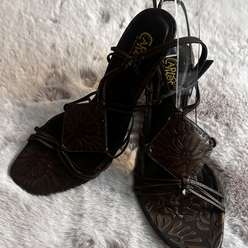 Carlos By Carlos Santana Brown Strappy Sandals 8 1/2 - Picture 2 of 8